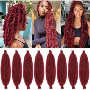 Čelenka Leeven 24 balení předem oddělených pružných afro vlasů, 8 balení pro Marley Locs - černé předčesané