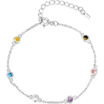 Náramek Originální dámský náramek vyrobený z třpytivých barevných zirkonů. Tento stříbrný náramek pro ženy