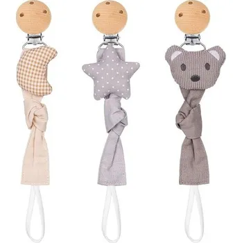 Dřevěný řetízek na dudlík Fanshiontide, 3dílný řetízek na dudlík pro miminka s pleteným popruhem s