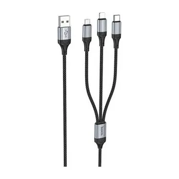 Telefonní příslušenství Kabel 3v1 USB‑A na Lightning / Micro USB / USB‑C Hoco 2,4 A 1 m černý - Hoco + zdarma možnost vyzkoušet a vrátit zboží do 30 dní