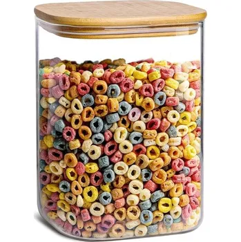 Jídlonosič Skleněné nádoby na potraviny ComSaf o objemu 355 ml, nádoby na mouku a cukr s vzduchotěsnými víky,