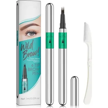 Voděodolná 3D tmavě hnědá tužka na obočí se 4 vidlicovými konečky, přirozeně vypadající obočí (03#