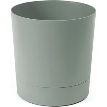 Zahradní dekorace Květináč s integrovaným podšálkem, šířka 20 cm – 4,7 l – Zelený květináč pro vnitřní i venkovní