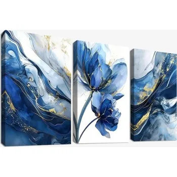 Plakát 3 ks s rámečkem na plátně, obrazy, plakáty, umělecký tisk, zlaté listy ginkgo biloby, obraz na