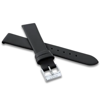 Řemínek na hodinky MINET Černý kožený řemínek se stříbrnou sponou - 14