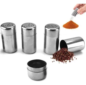 Kořenka WJUAN 4dílná mini slánka a pepřenka, stříbrná, nerezová ocel, mini pepřenka, síťované otevírání