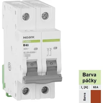 Jistič Noark 100314 Ex9BH 2P B63 Instalační jistič 10 kA, charakteristika B, 63 A, 2pól (Ex9BH 2P B63)