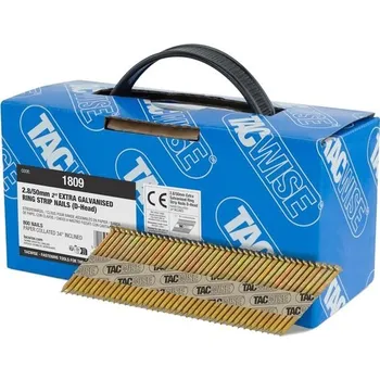 Pozinkované rámovací hřebíky Tacwise 1809 Extra 2,8/50 mm, hlava D, kruhový dřík, sklon 34°, vazba