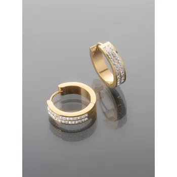 Náušnice Prosperk Náušnice kroužky zlaté se dvěmi řady kamínků