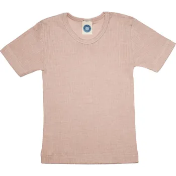 COSILANA Dětské triko s krátkým rukávem z merino vlny, bavlny a hedvábí růžový melír Cosilana_91232 Velikost: 128
