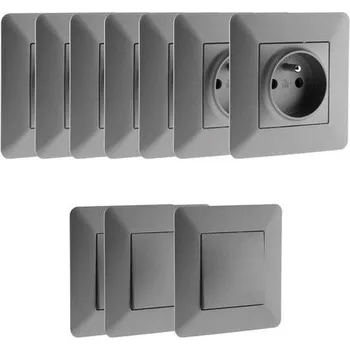 Zenitech – Sada 7 zásuvek a 3 titanových dvoupolohových přepínačů – Artezo