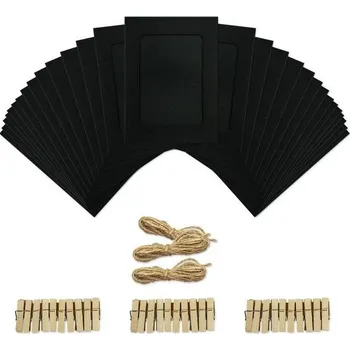 Věšák Papírový fotorámeček Aosilon 30 ks 4x6 palců kraftový papírový fotorámeček s mini kolíčky na prádlo