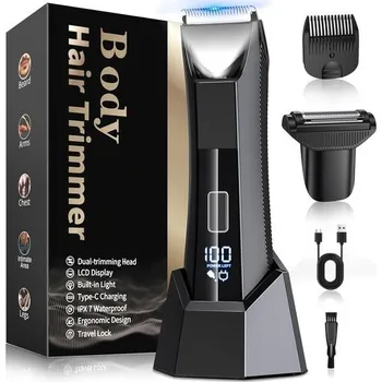 Strojek na vlasy Zastřihovač chloupků na obličeji KUAIVO Intimate Shaver Men, 2v1 holicí strojek na tělo, vodotěsný