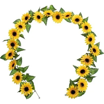 Zahradní dekorace Oairse 2 balení 183cm umělé girlandy z slunečnic, každá umělá květinová girlanda s 10 slunečnicemi