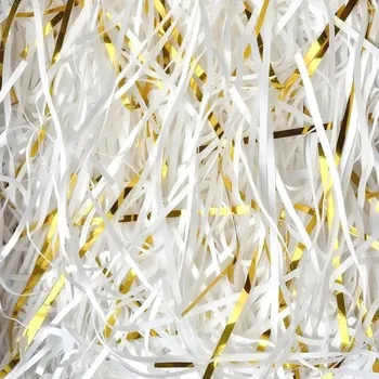 Zahradní dekorace HXJDAM 300g Výplňový materiál do dárkových krabiček, bílý a zlatý, drcený papír na dárkové krabičky