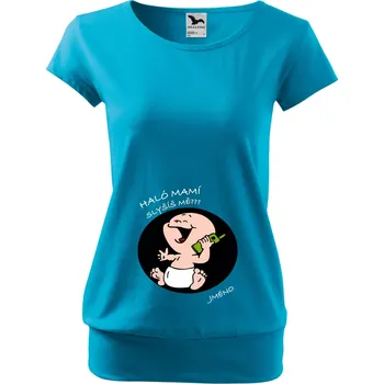 Těhotenské tričko - Haloo mamí, slyšíš mě? Barva: Fialová, Velikost: 2XL