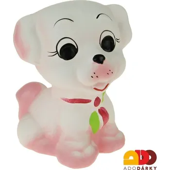 Pokladnička Pokladnička štěně bílo-růžové 15 cm (Kasička štěňátko)