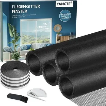 Roleta YANGTE Moskytiéra do oken 130x150 cm, moskytiéra černá, balení 4 kusů, ochrana proti hmyzu bez