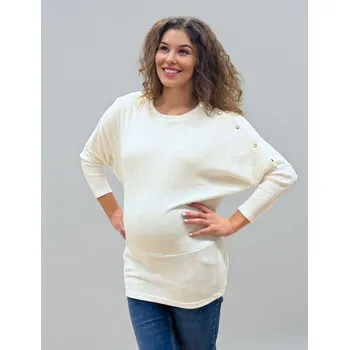 Těhotenská móda Těhotenský a kojicí svetr Jamila - bílý ecru, 7/8 rukáv Velikost: S