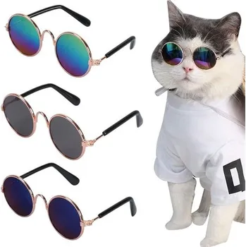 Obleček pro psa Sluneční brýle pro kočky, brýle pro domácí mazlíčky, retro sluneční brýle pro koťata, sada 3