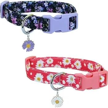 Obojek pro psa Newtensina módní dvoudílný obojek pro psy s květinovým vzorem a přívěskem s okvětním lístkem pro