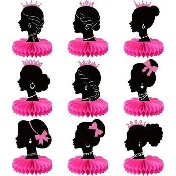 Party dekorace Faccito 9dílná růžová princeznovská narozeninová dekorace růžová princeznovská voštinová dekorace