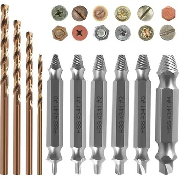 Sada nářadí 6dílná sada vytahovačů šroubů se 4 spirálovými vrtáky, nástroj pro vytahování šroubů, sada