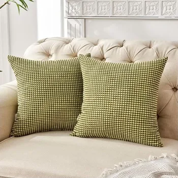 FY FIBER HOUSE Sada 2 útulných povlaků na polštáře, manšestrové povlaky na polštáře, dekorativní