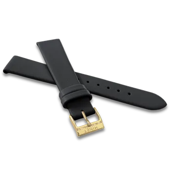 Řemínek na hodinky MINET Černý kožený řemínek se zlatou sponou - 14