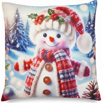 Vánoční polštář HAPPY SNOWMAN 40x40 cm Mybesthome Varianta: Povlak na polštář, 40x40 cm