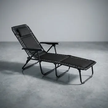 Zahradní lehátko Zahradní plážové lehátko Tadar 6 pozic 63 × 182 × 55 cm černé