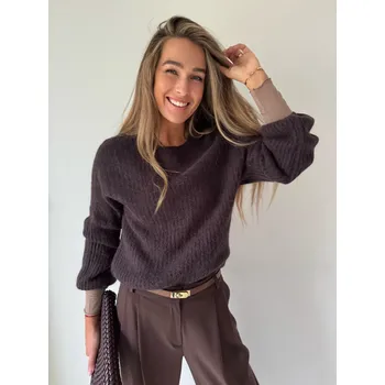 Dámský svetr Mishel Svetřík Alpaca tm. hnědá Velikost: UNI