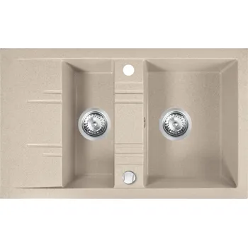 NOVASERVIS Kuchyňský dřez Novaservis granitový, 79x48 cm, s vaničkou, s odkapem, s přepadem, béžová, DRGM3/48/79SA DRGM3/48/79SA