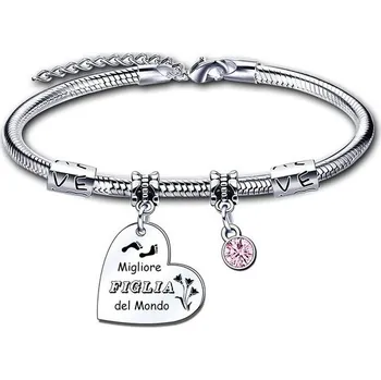 Šperk LUODAN Náramek k narozeninám dcery Náramek s hadem s vyrytými smysluplnými slovy Nejlepší dcera na