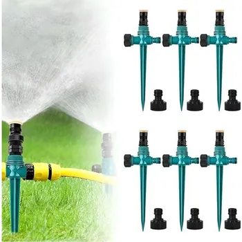 Zavlažovač 6 zavlažovacích postřikovačů na trávník, zahradní zavlažovací postřikovače, 360° zavlažovací