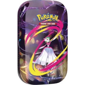 Hračka Pokémon: Mega Heroism Mini Tin – Mega Gardevoir (JEDNA samolepka, jedna umělecká karta a dva