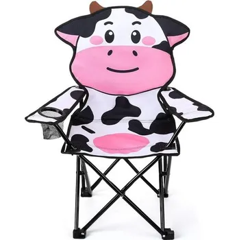 Dětská kempingová židle Halinuia, roztomilá skládací kempingová židle, design krávy s držákem na