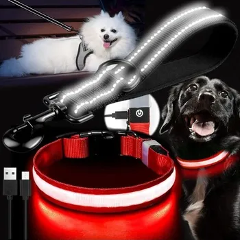 Obojek pro psa Benaton 1x Svítivý obojek typu C Dobíjecí, Světelný obojek pro psy středních až malých velikostí,