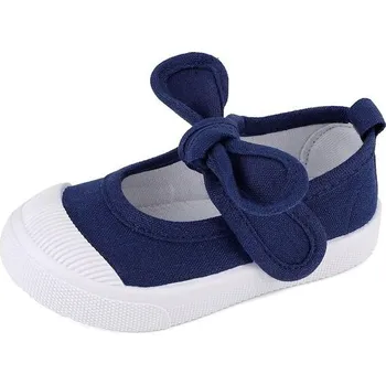 Dětské plátěné tenisky LACOFIA s mašlí, plátěné boty Mary Jane, školní boty pro dívky, tmavě modré,