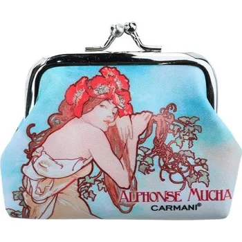 Kabelka CARMANI - Malá dámská kabelka s nápisem Alphonse Mucha "Four Season Summer", vícebarevná