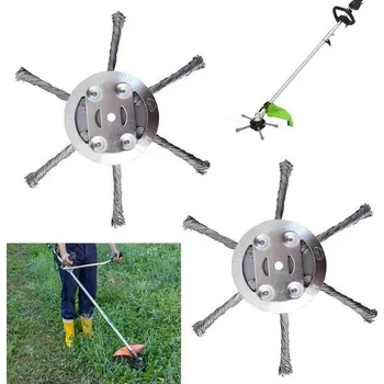 Sada 2 ocelových kartáčů na plevel s křovinořezem, vyžínačem a akumulátorovým vyžínačem (6 hlavic)