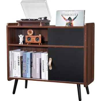 Hi-Fi komponenty VEVOR DCJJMZSC300ZOFZE8V2 stojan na gramofon s elektrickou zásuvkou