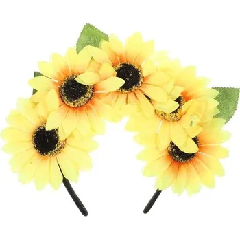 Čelenka Čelenky Lurrose se slunečnicí pro ženy, Čelenka se sedmikráskami a slunečnicovou korunkou do vlasů,