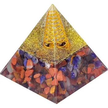 Mookaitedecor Léčivá kamenná krystalová pyramida s vícebarevným kamenem, pyramida pozitivní energie