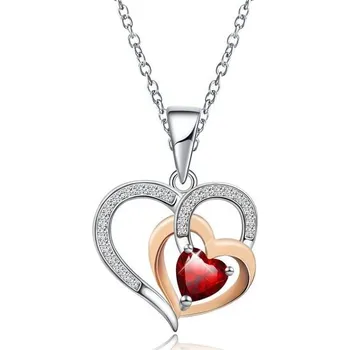 Náhrdelník Stříbrný náhrdelník JJDreams se srdíčkem, dámský náhrdelník s červeným srdcem, dárek pro ženy