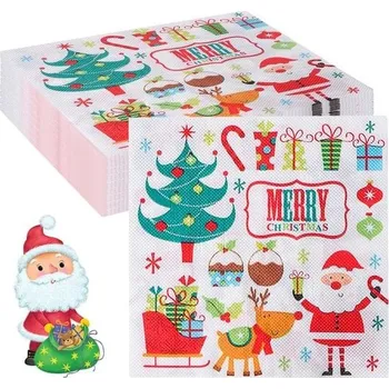 Vánoční dekorace 60 vánočních ubrousků, jednorázové 33x33cm