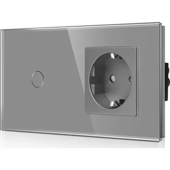 Dotykový vypínač CNBINGO se 4 USB porty 2,4 A - Jednoduchý dotykový vypínač se skleněným rámečkem a