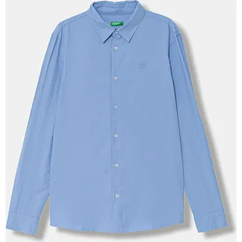 Chlapecká košile Dětská bavlněná košile United Colors of Benetton 5DGXCQ00T.G.Season.9BYA modrá 50X, vel. 170