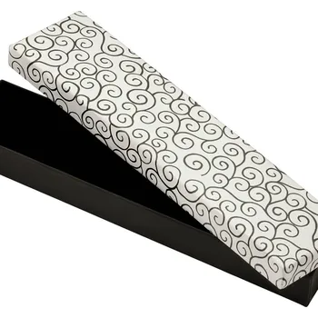 Dárková krabička Dárková krabička na náramek – spirálový vzor, bílá, 205 × 45 mm | Akvamarin-klenoty.cz Krabička na šperk – spirálový dekor