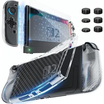 Herní konzole Pouzdro HEYSTOP pro Nintendo Switch 2, průhledné měkké dokovací TPU ochranné pouzdro pro Nintendo